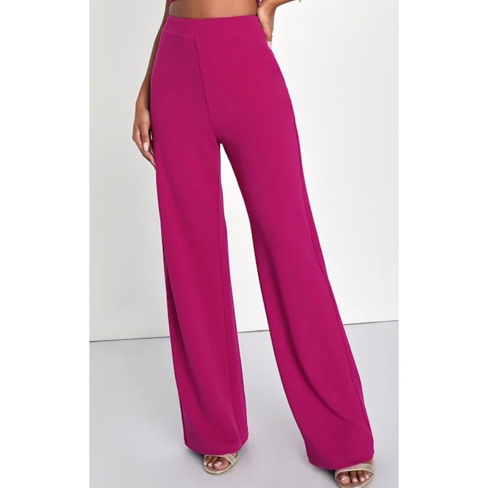 Lulus Magenta Pink High Waisted Wide Leg Dress Pants Size Small NWT
